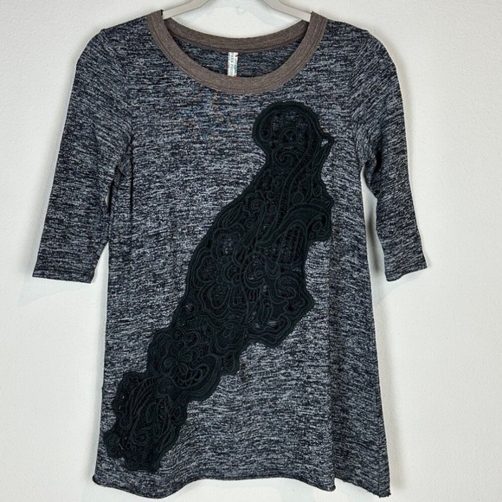 Free People Knit Tunic Space Dye Lace Cutout Top XS